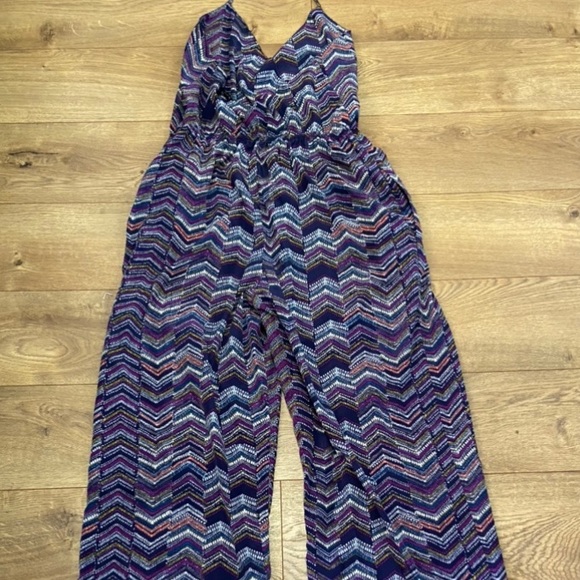 Fire Los Angeles S Purple Chevron Print Jumpsuit - Picture 1 of 6